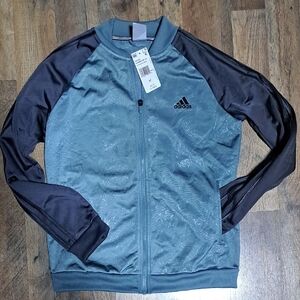 Adidas Rawgreen & Black Floral-Print Full-Zip Track Jacket SIZE MEDIUM